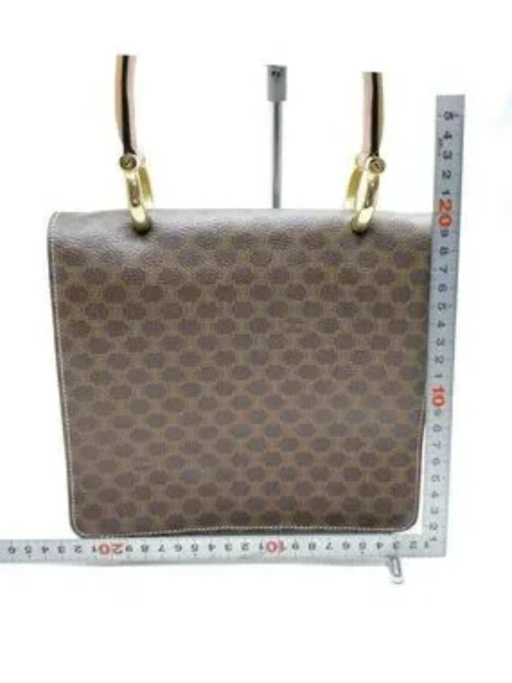 Authentic Celine Vintage Macadam Brown Monogram Leather Flap Top Handle Bag - Picture 3 of 16